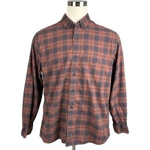 Eddie Bauer Orange & Gray Plaid Shirt (XL)
